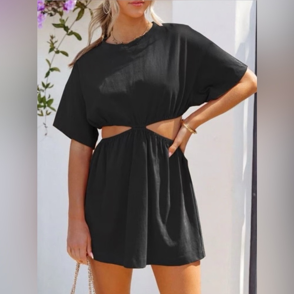 Elegant Black Cut-Out Mini Dress